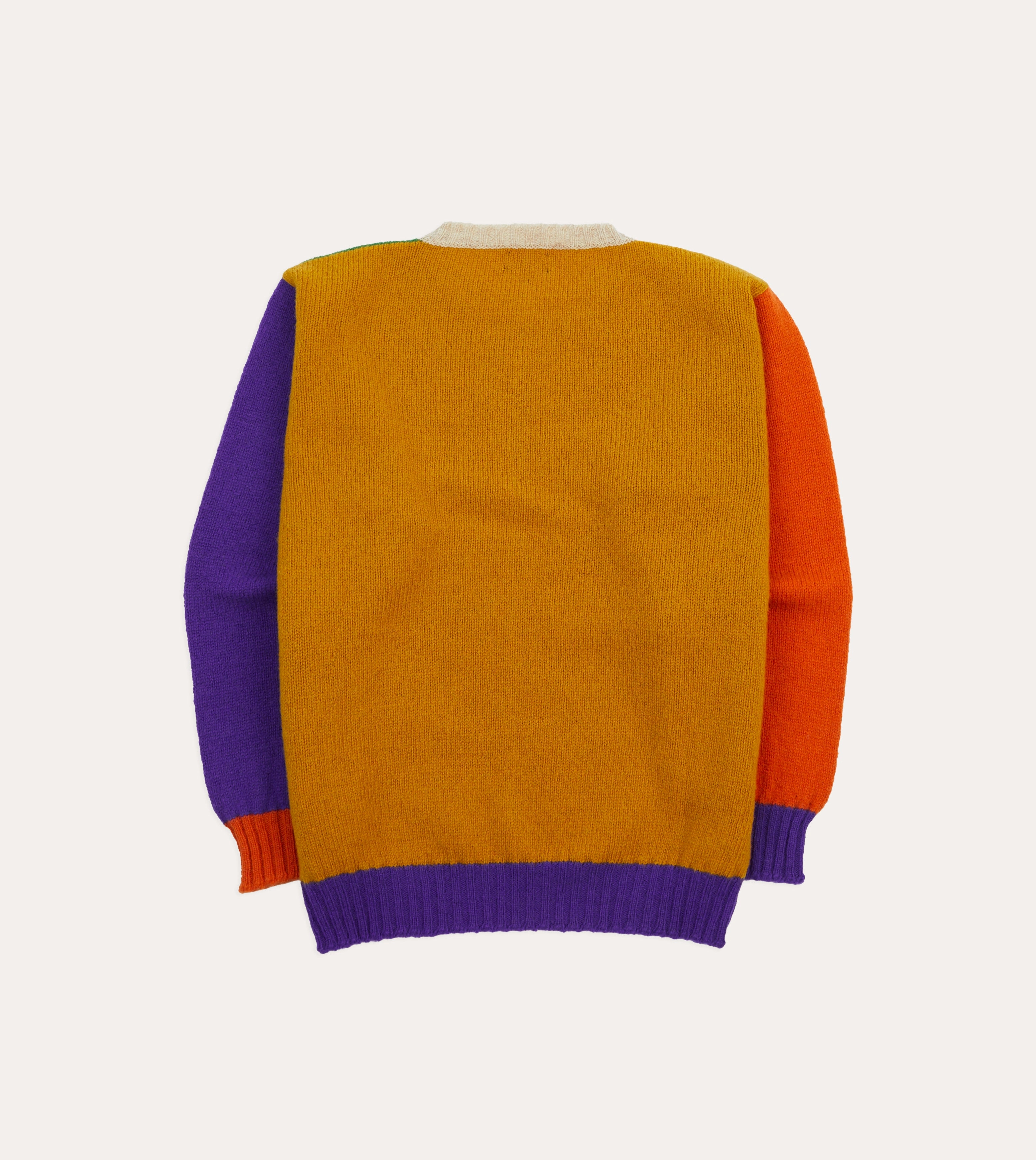 WrinkleResistant Finish Calm Outfit Green Multi Colourblock Brushed Shetland Crew Neck Jumper