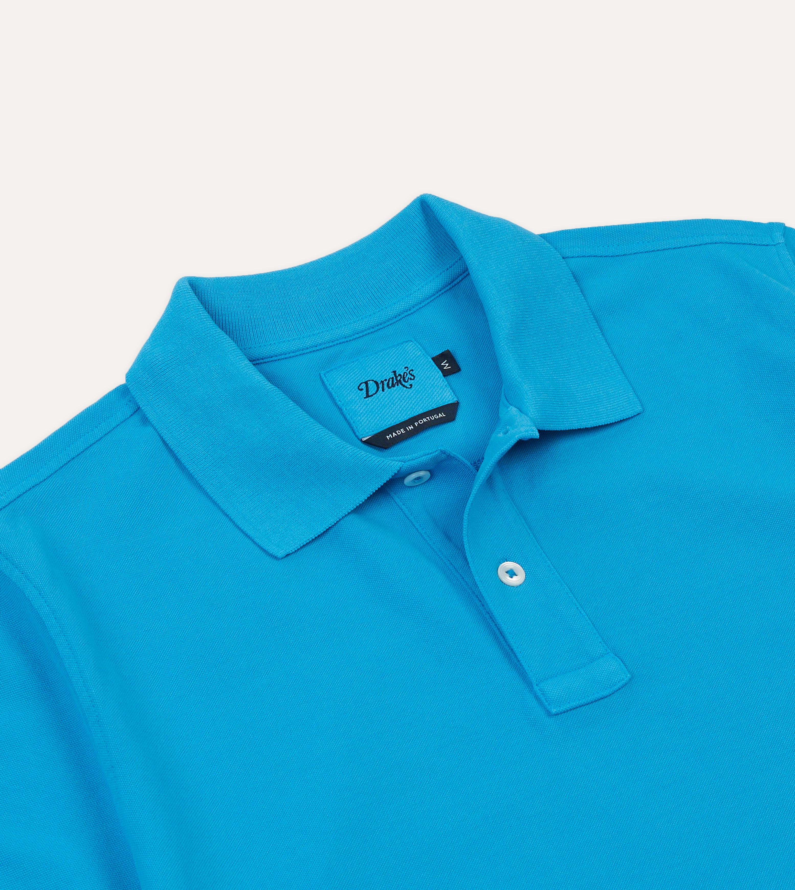 Cold Weather Look Sky Blue Piqu?? Cotton Polo Shirt