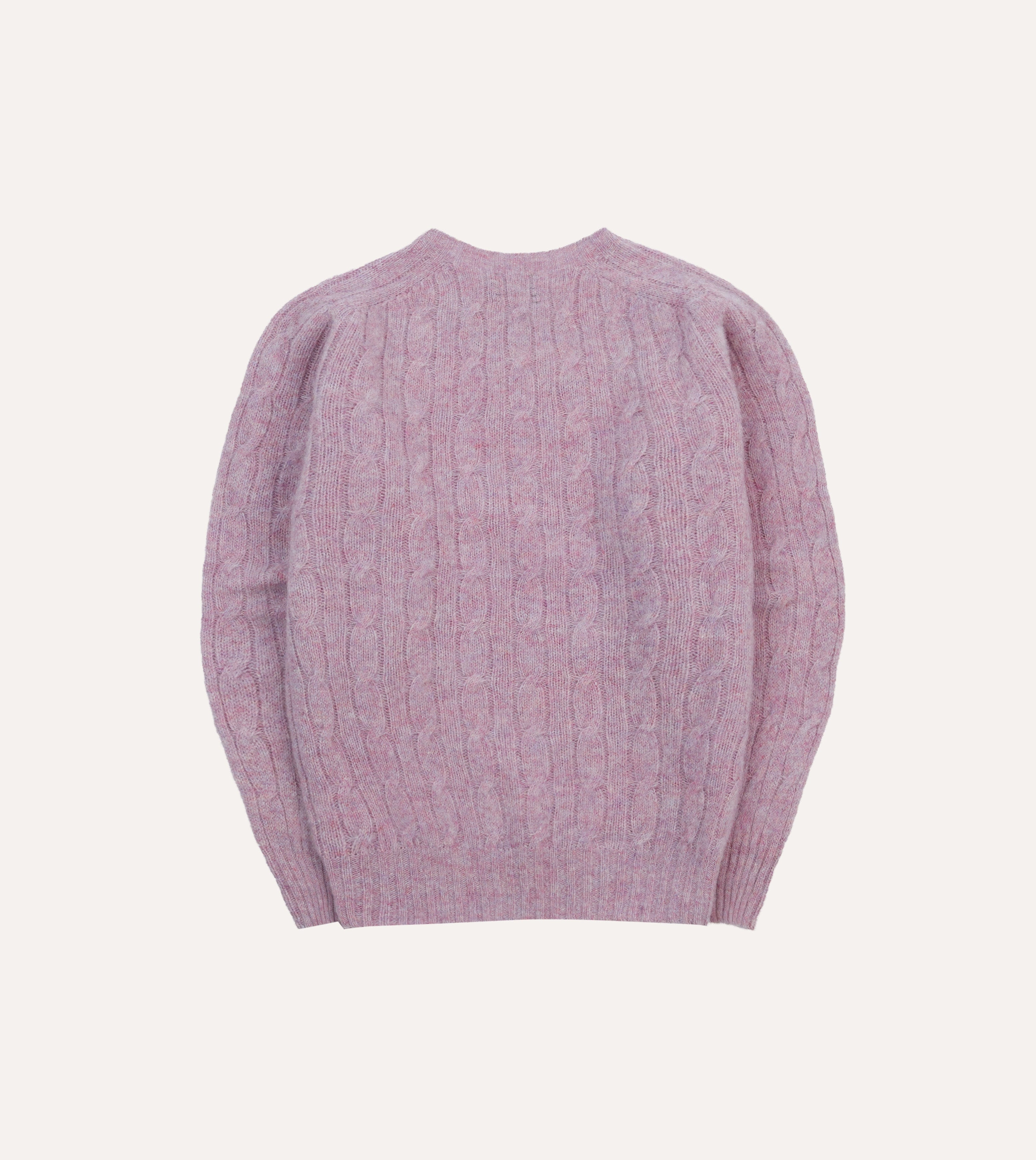 Lilac Brushed Cable Knit Shetland Crew Neck Jumper AntiStatic Yarn Indoor Layer