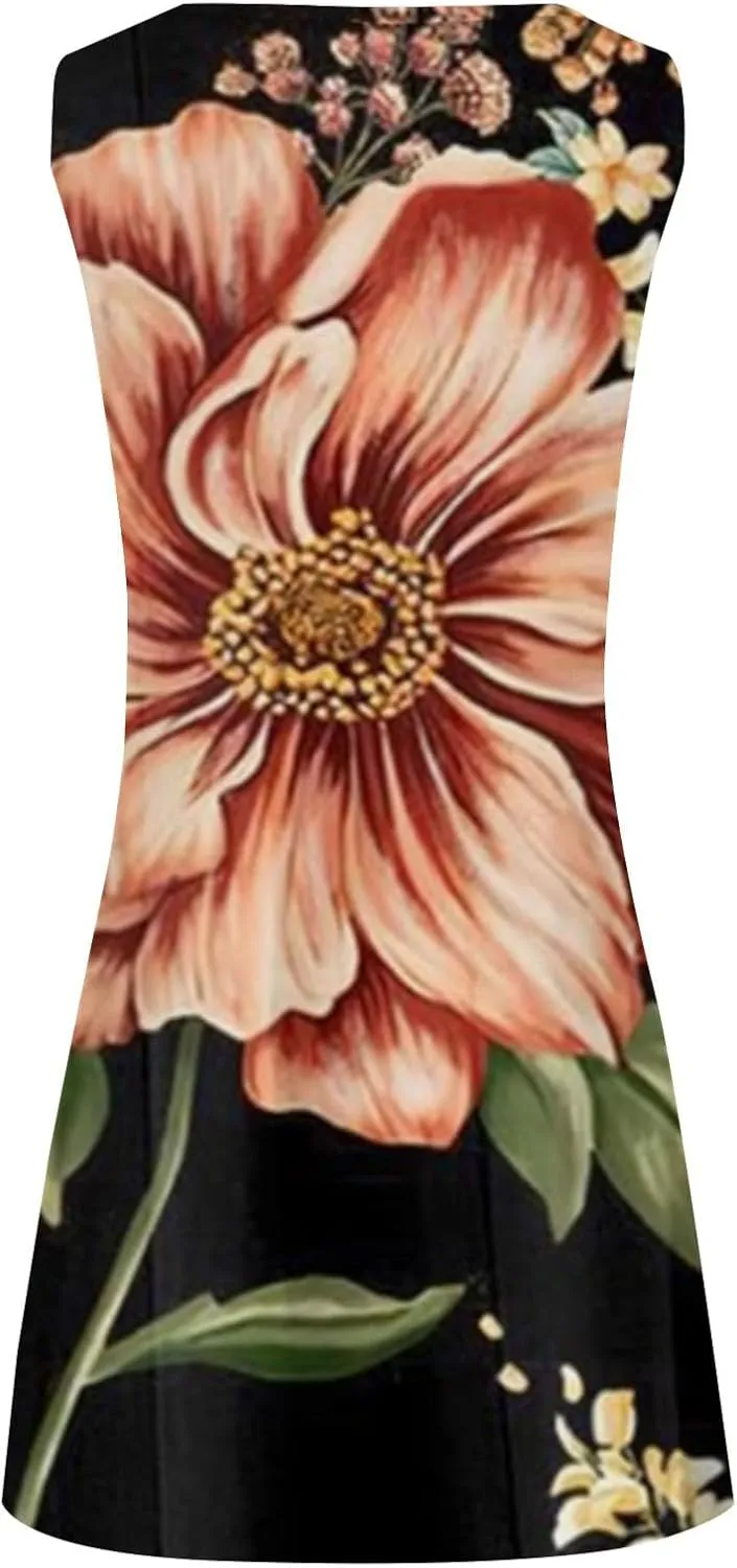 Minn Sundresd Sun Dresses for Women 2025 Vacation Beach Casual Summer Sundresses Sleeveless Tank Short Boho Dress