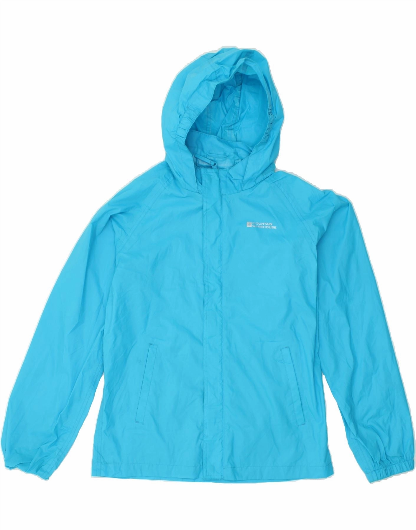 Sporty MOUNTAIN WAREHOUSE Boys Hooded Rain Jacket 12-13 Years Blue Nylon
