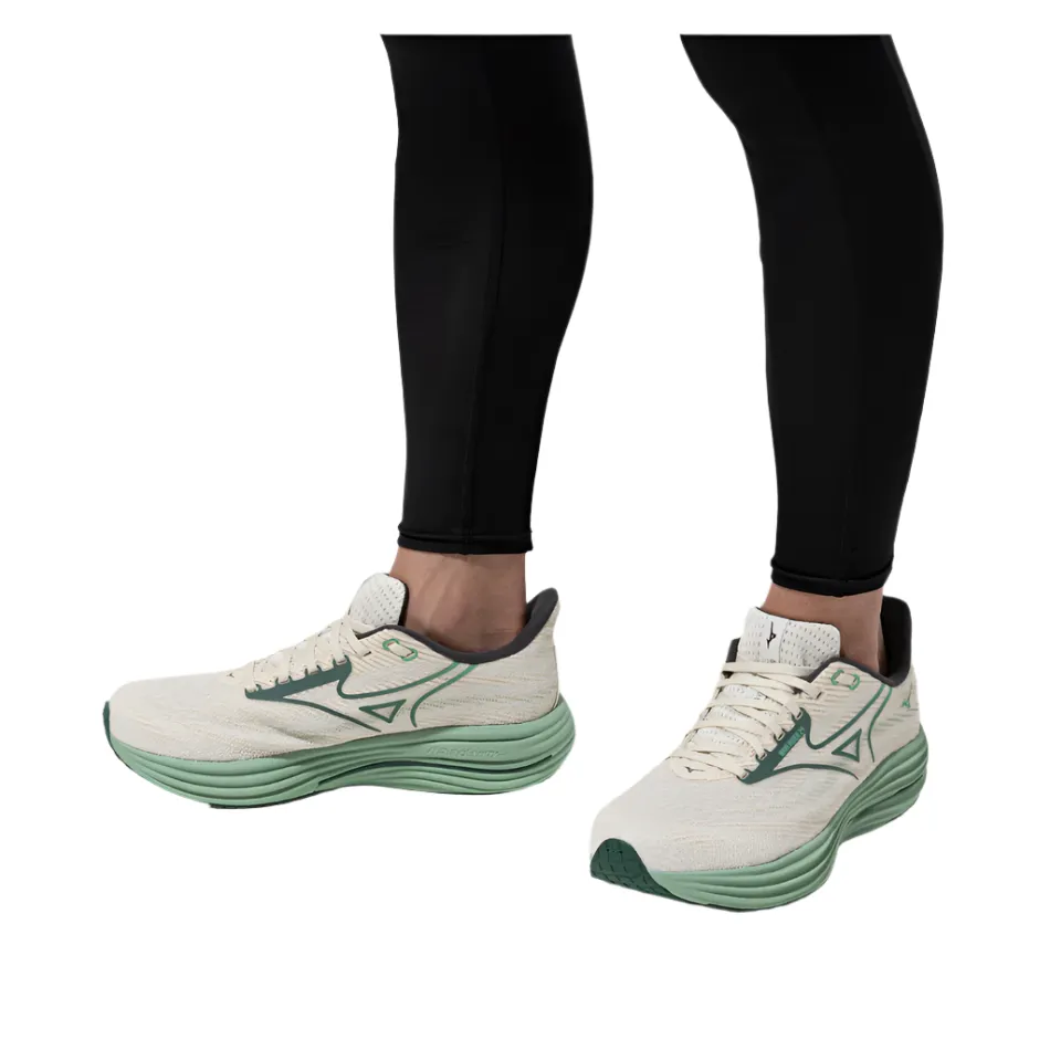 cross - country capable Mizuno Men's Wave Rider 29 Running Shoes in Snow White/Bistro Green/Cr??me De Menthe AW25