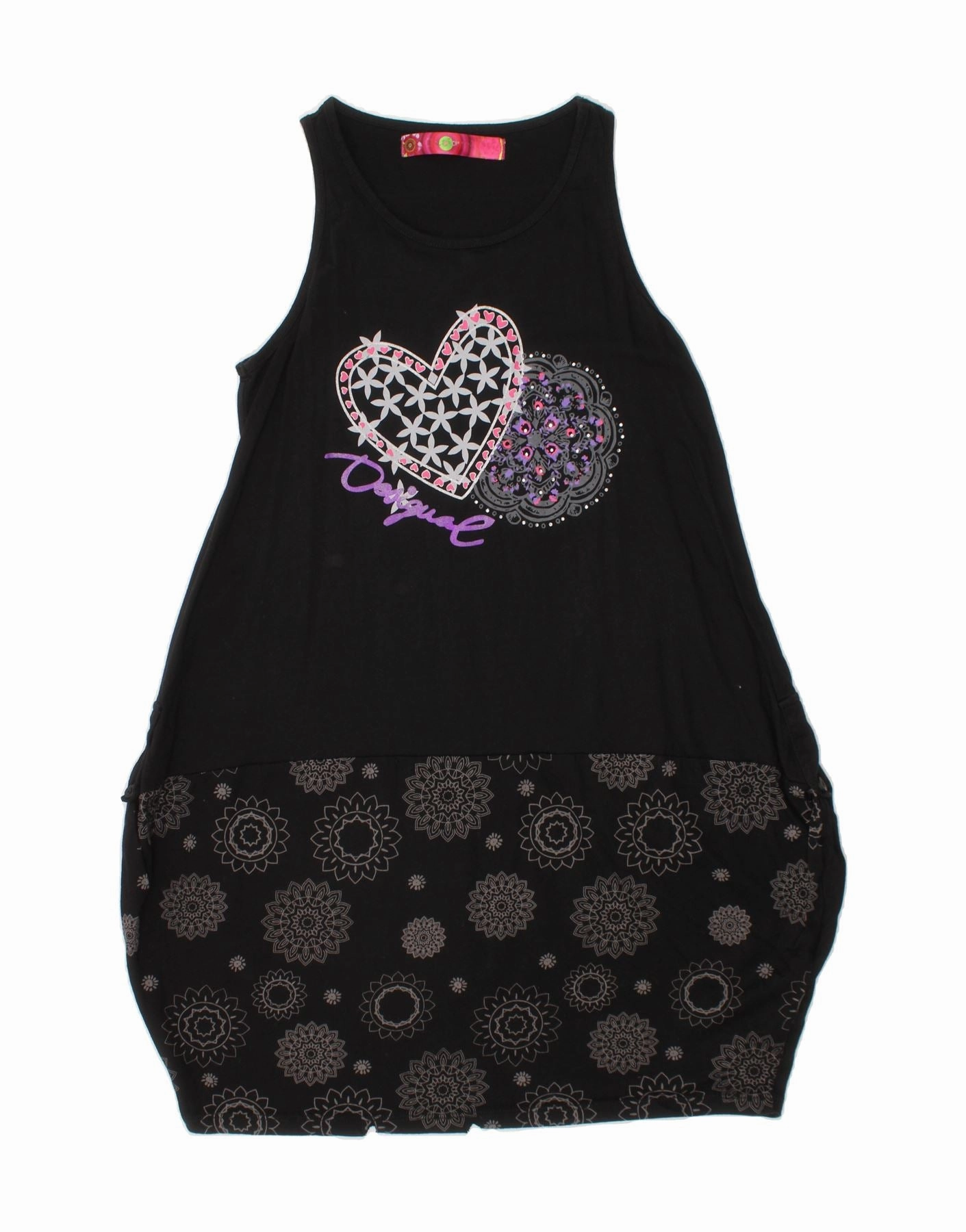 Relaxed-fit gown Easy Flow DESIGUAL Girls Sleeveless Bubble Dress 11-12 Years Black Floral Cotton