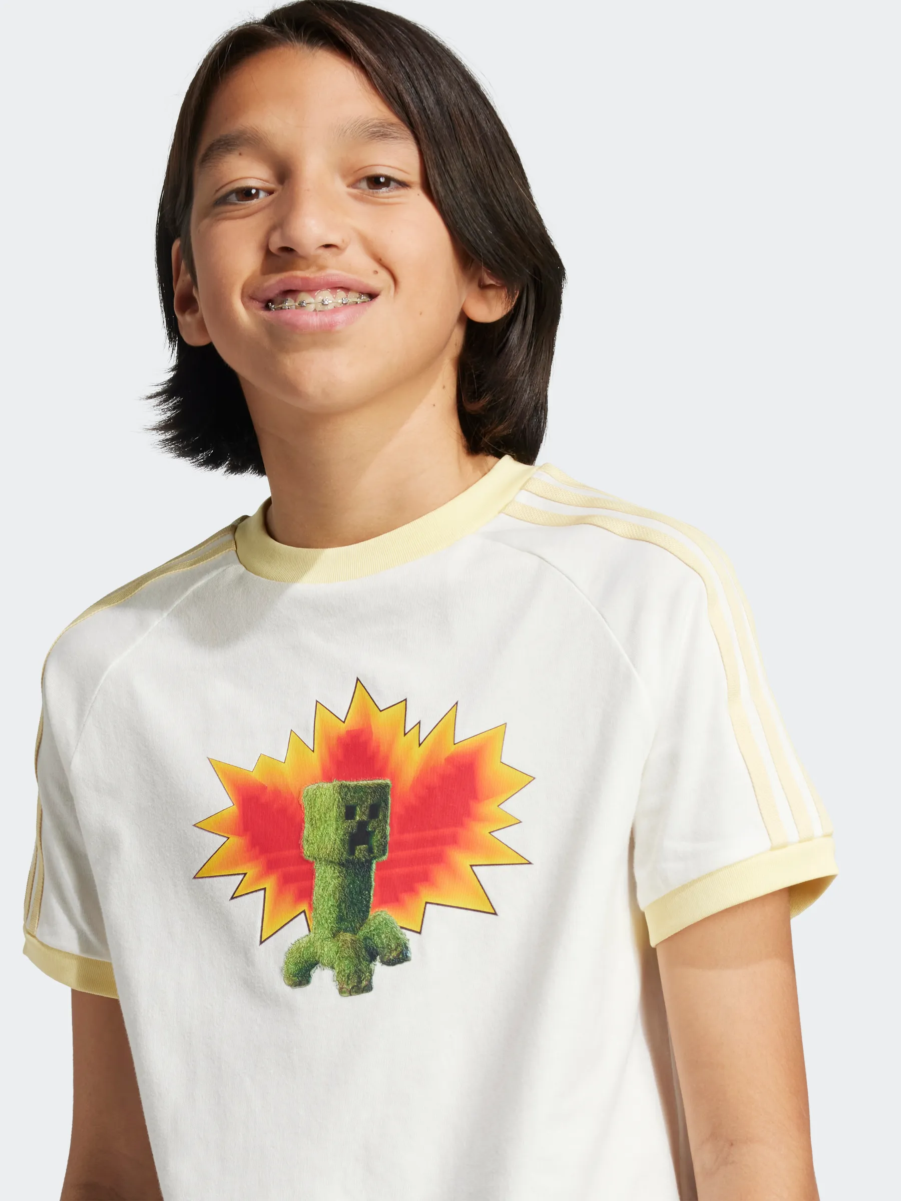 adidas Originals X Minecraft Graphic Tee Kids Outdoor Activity Double Stitched Hem