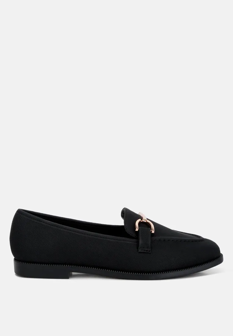 Mature Gentleman Clean Cut fable horsebit embellished flat loafers