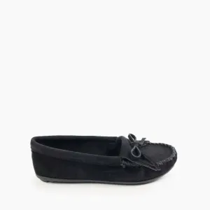 Boho Touch Flat Women's Kilty Hardsole Moccasin In Black