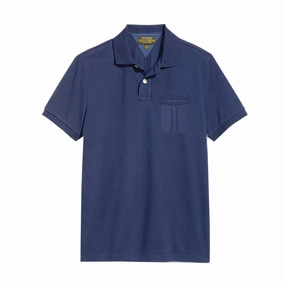 EthicalProduction Boat Neck Terrain Navy Blue Men Polo