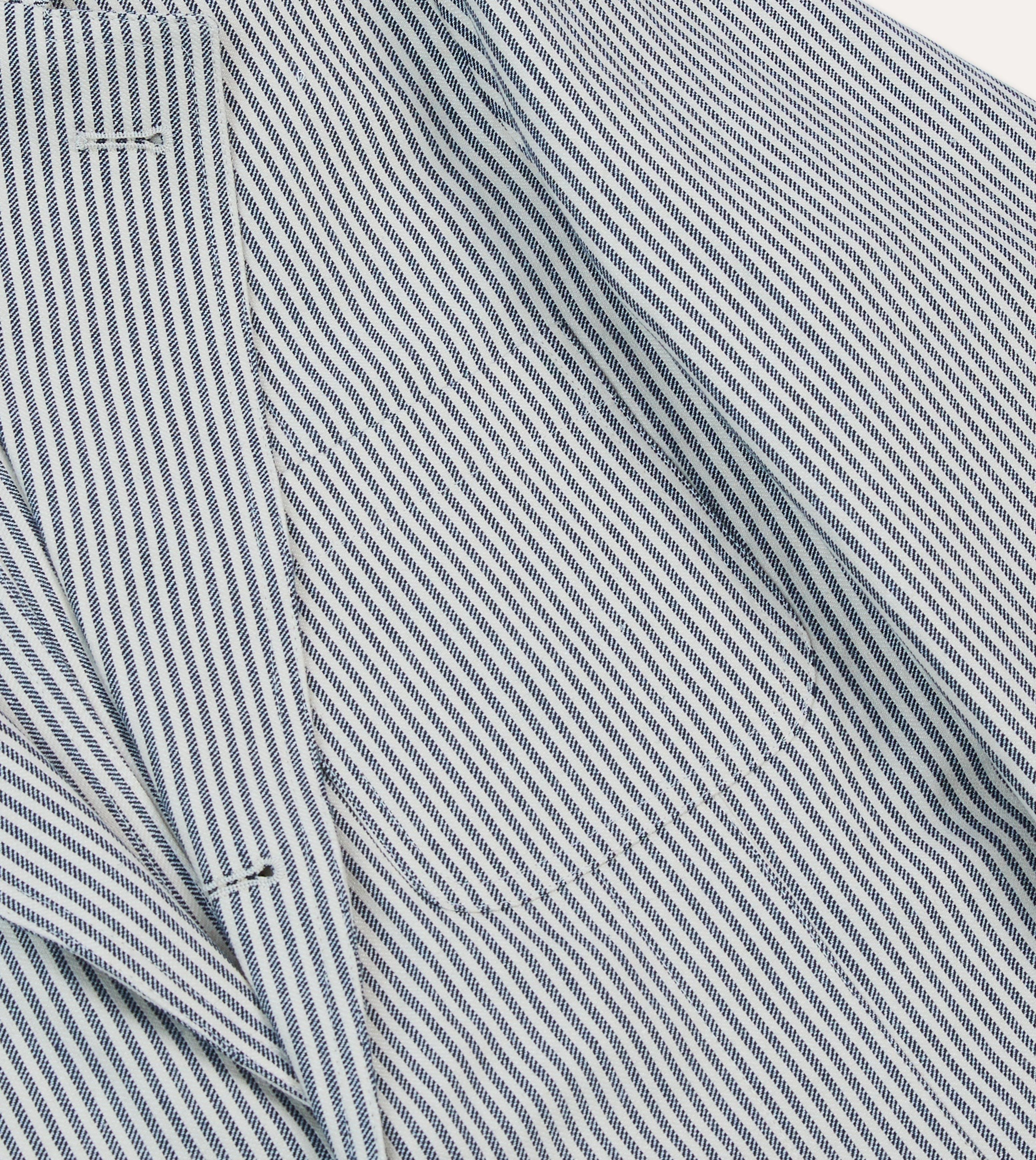 Flexible Shoulder Design Navy Ticking Stripe Cotton Linen Games Blazer Mk. I
