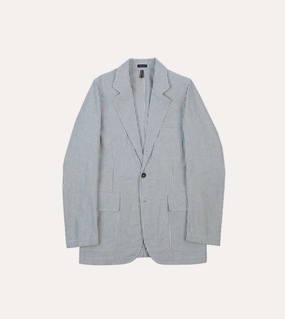 Navy Ticking Stripe Cotton Linen Games Blazer Mk. I Fit For Comfort Formal Look