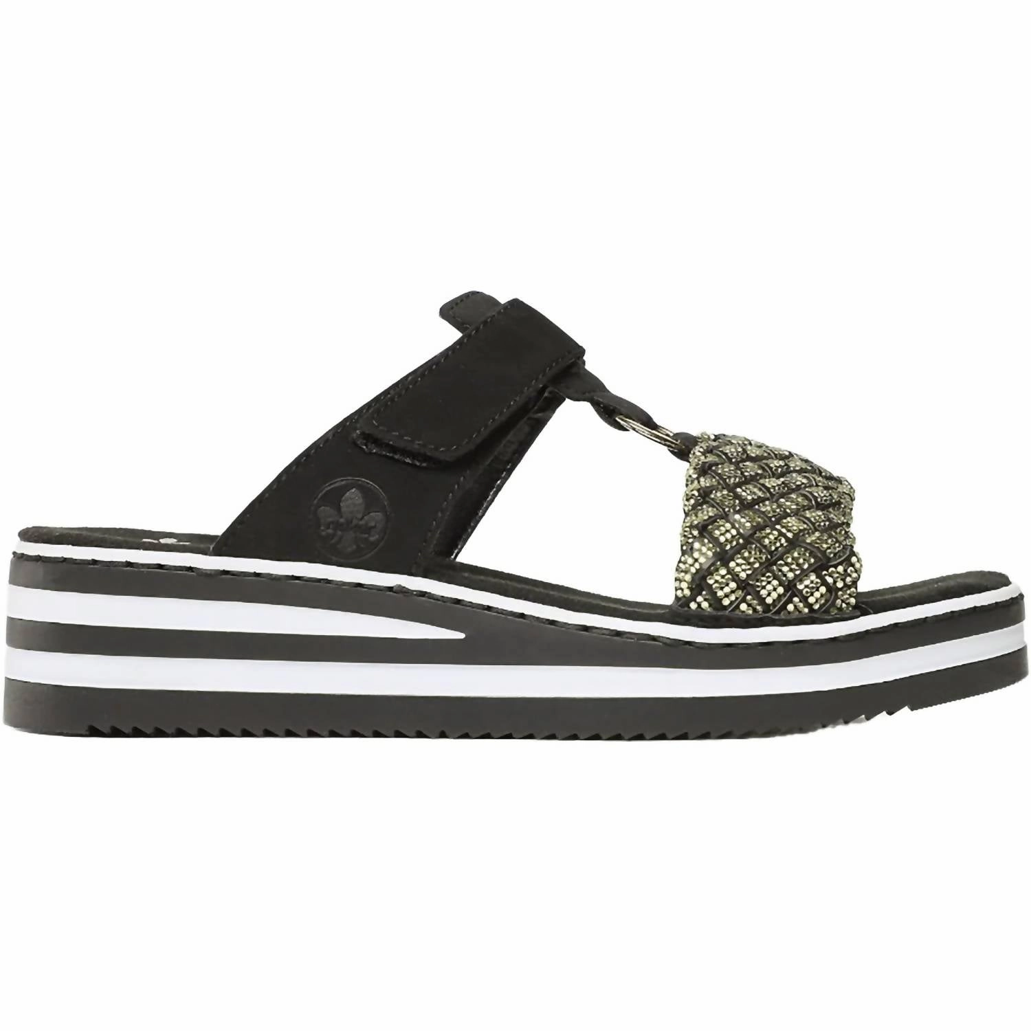 Women's Regina P8 Synthetic Wedge Sandal In Black Hill Step Foot Gentle