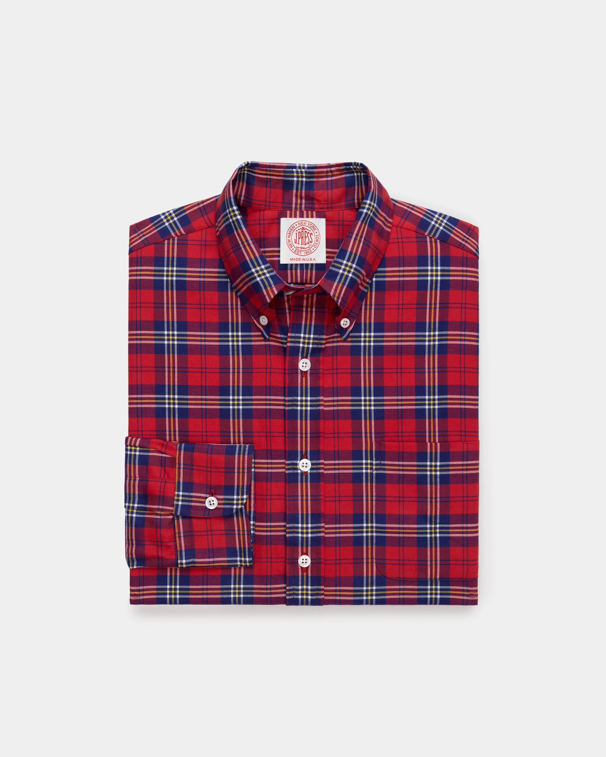 Casual Comfort Weekend Casual Made-in-USA Red Ground Tartan Flannel Sport Shirt - Classic Fit