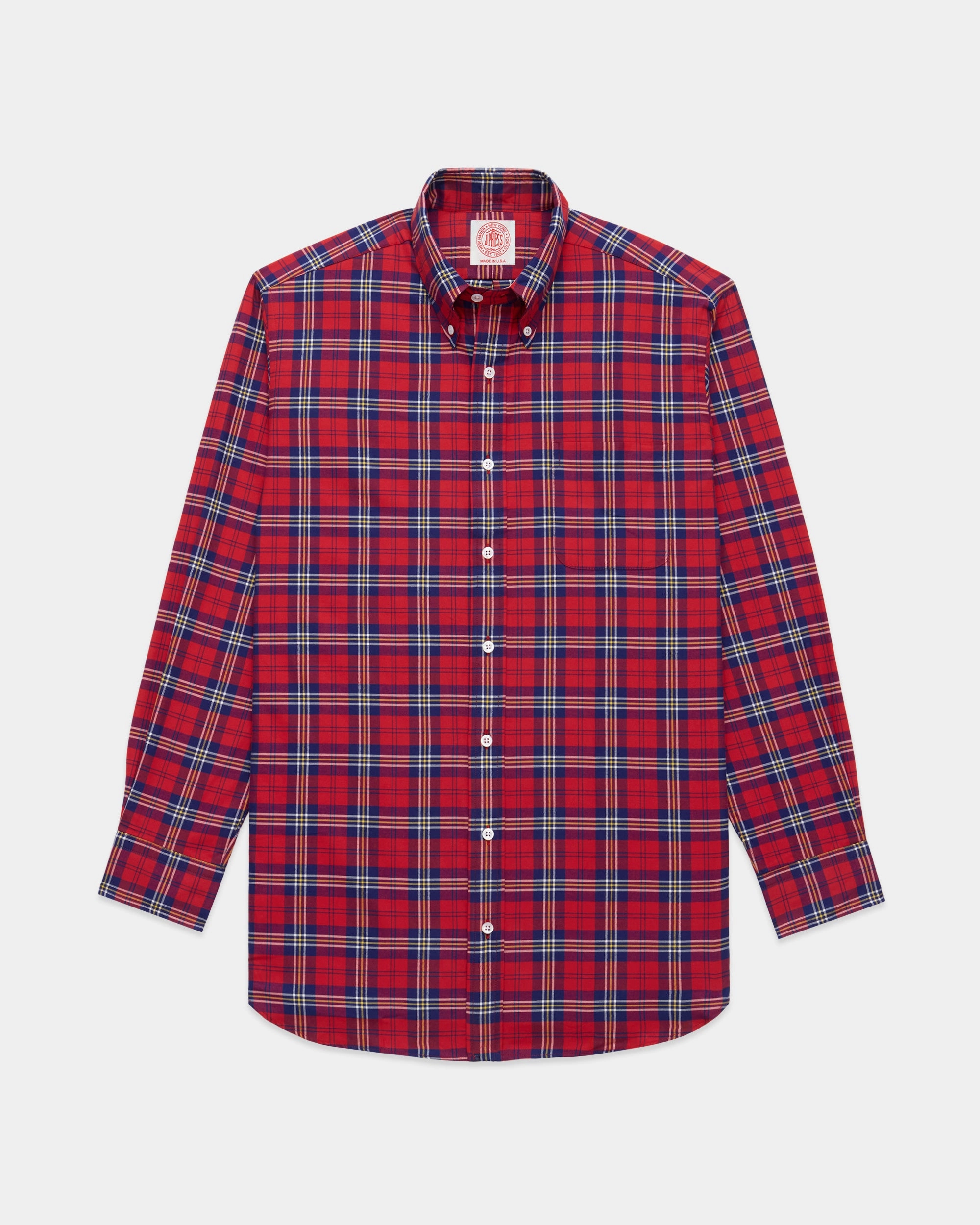 Athletic Look Made-in-USA Red Ground Tartan Flannel Sport Shirt - Classic Fit