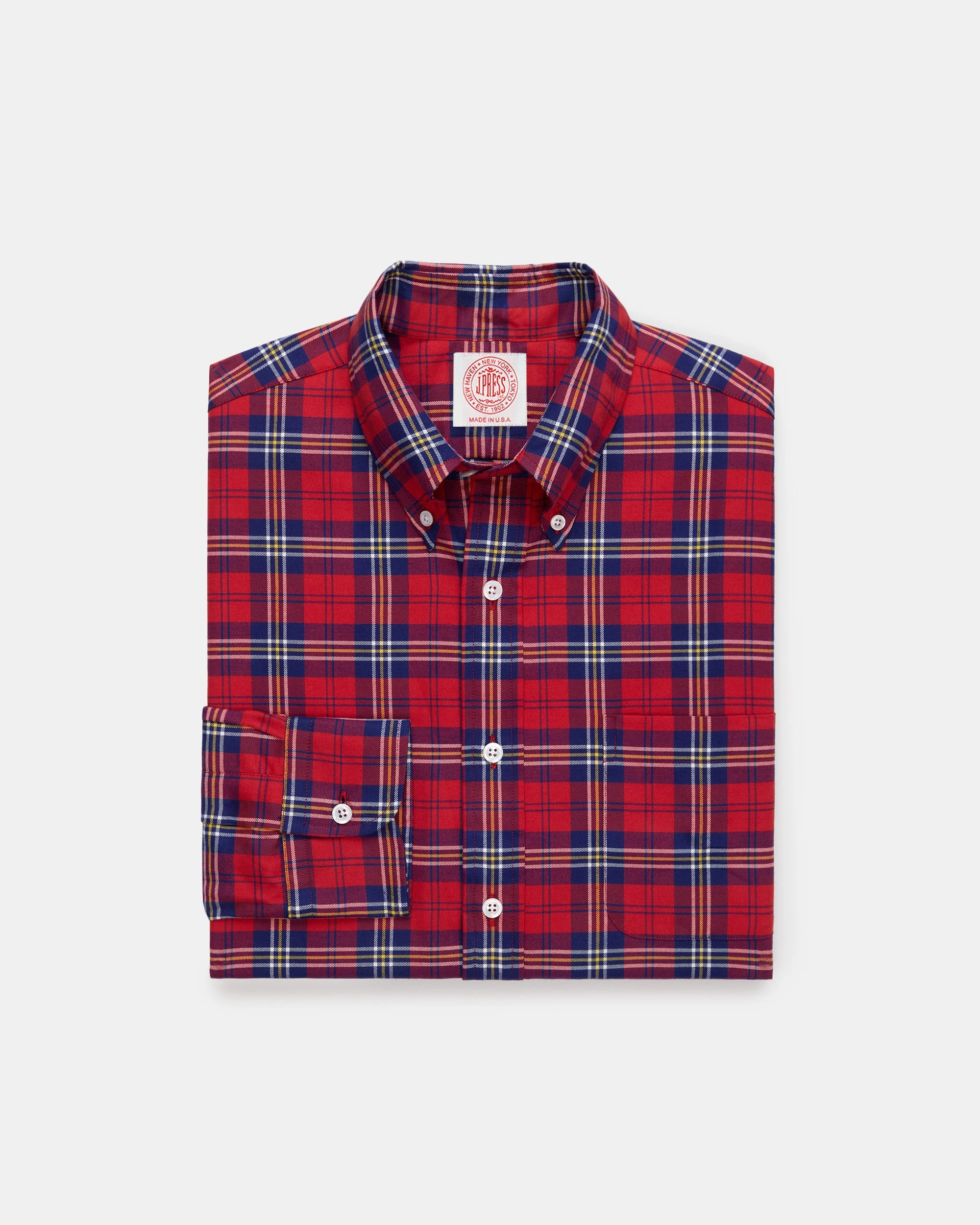 Relaxed Style Made-in-USA Red Ground Tartan Flannel Sport Shirt - Classic Fit