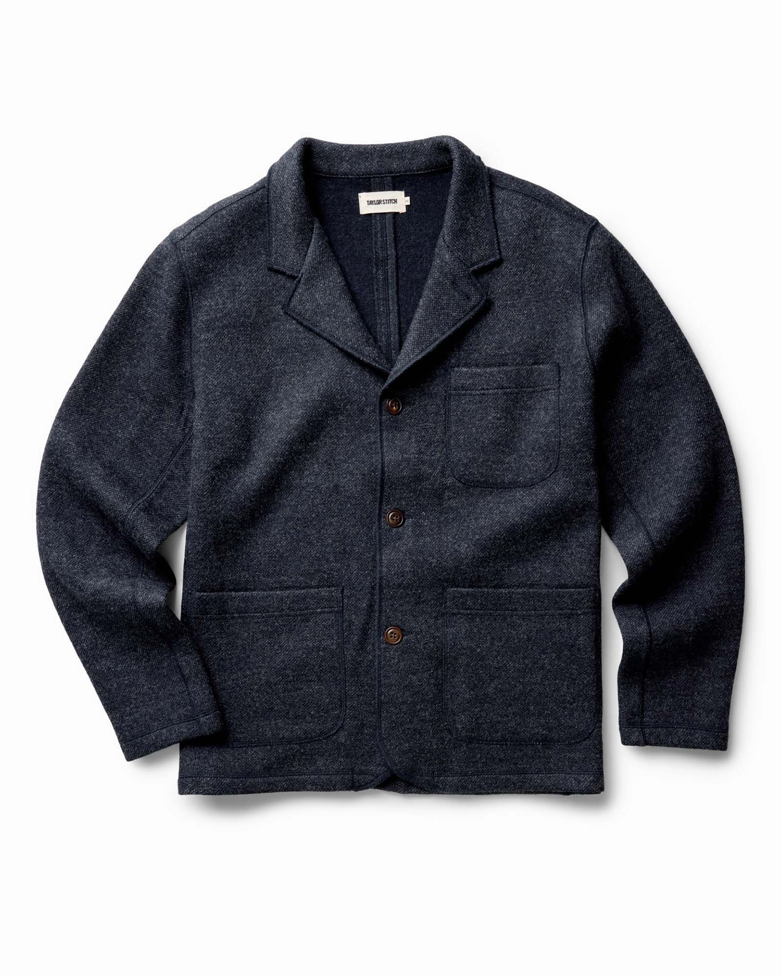 The Evans Blazer in Navy Birdseye Wool Bio Based Textile Innovation