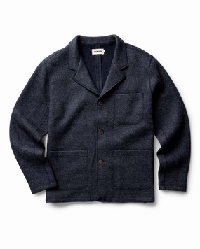 The Evans Blazer in Navy Birdseye Wool Bio Based Textile Innovation