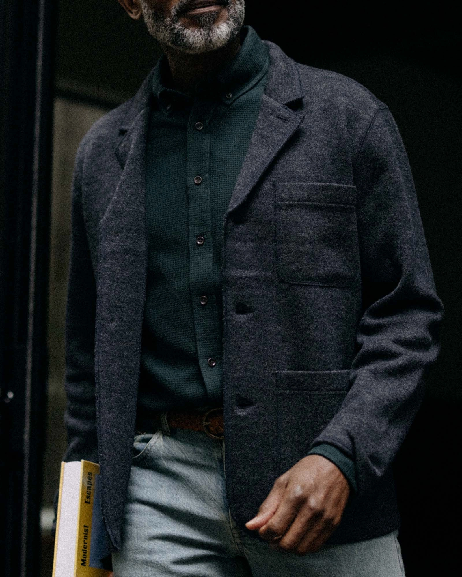 The Evans Blazer in Navy Birdseye Wool Effortless Knit