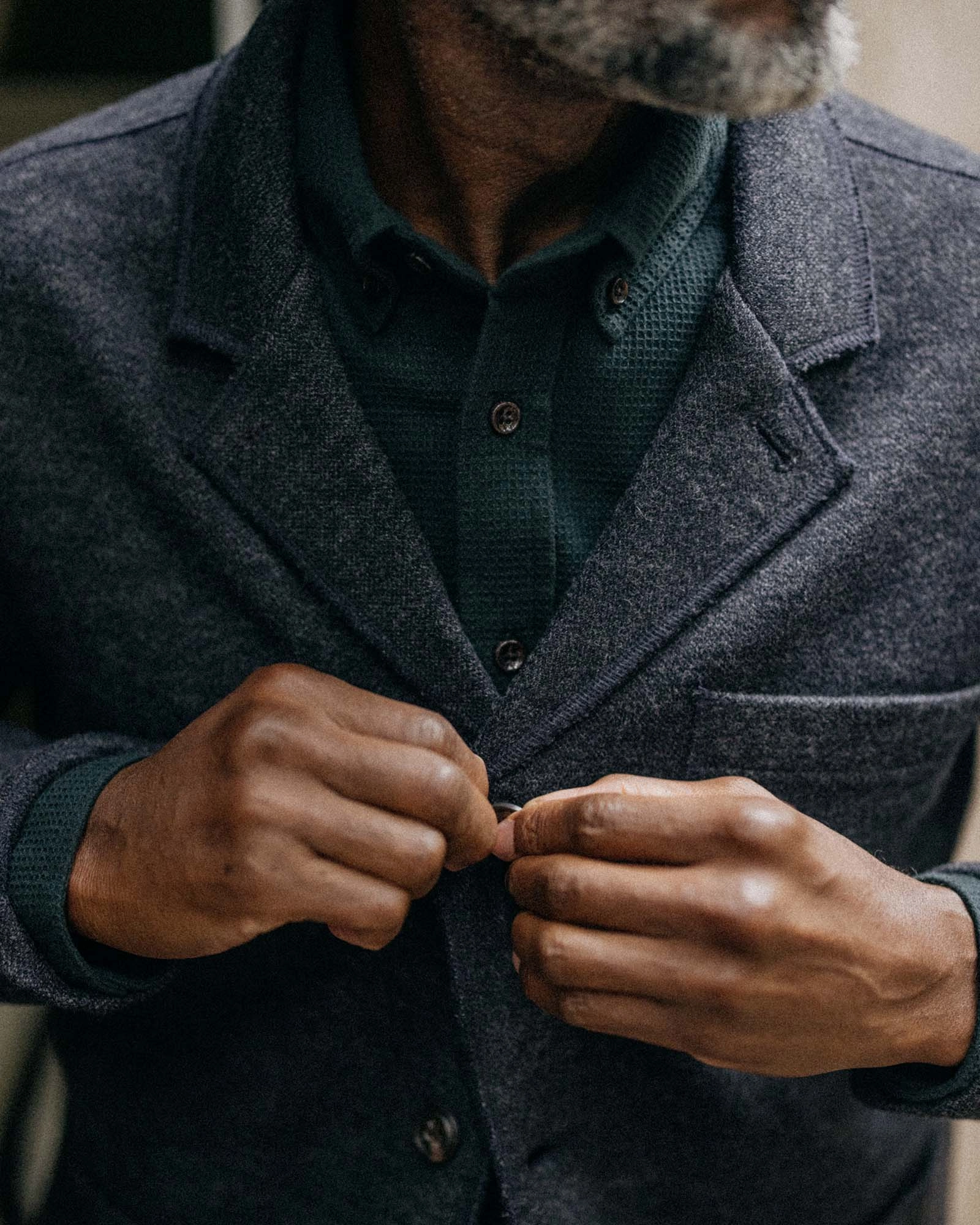 The Evans Blazer in Navy Birdseye Wool Layering pieces Soft Knitwear