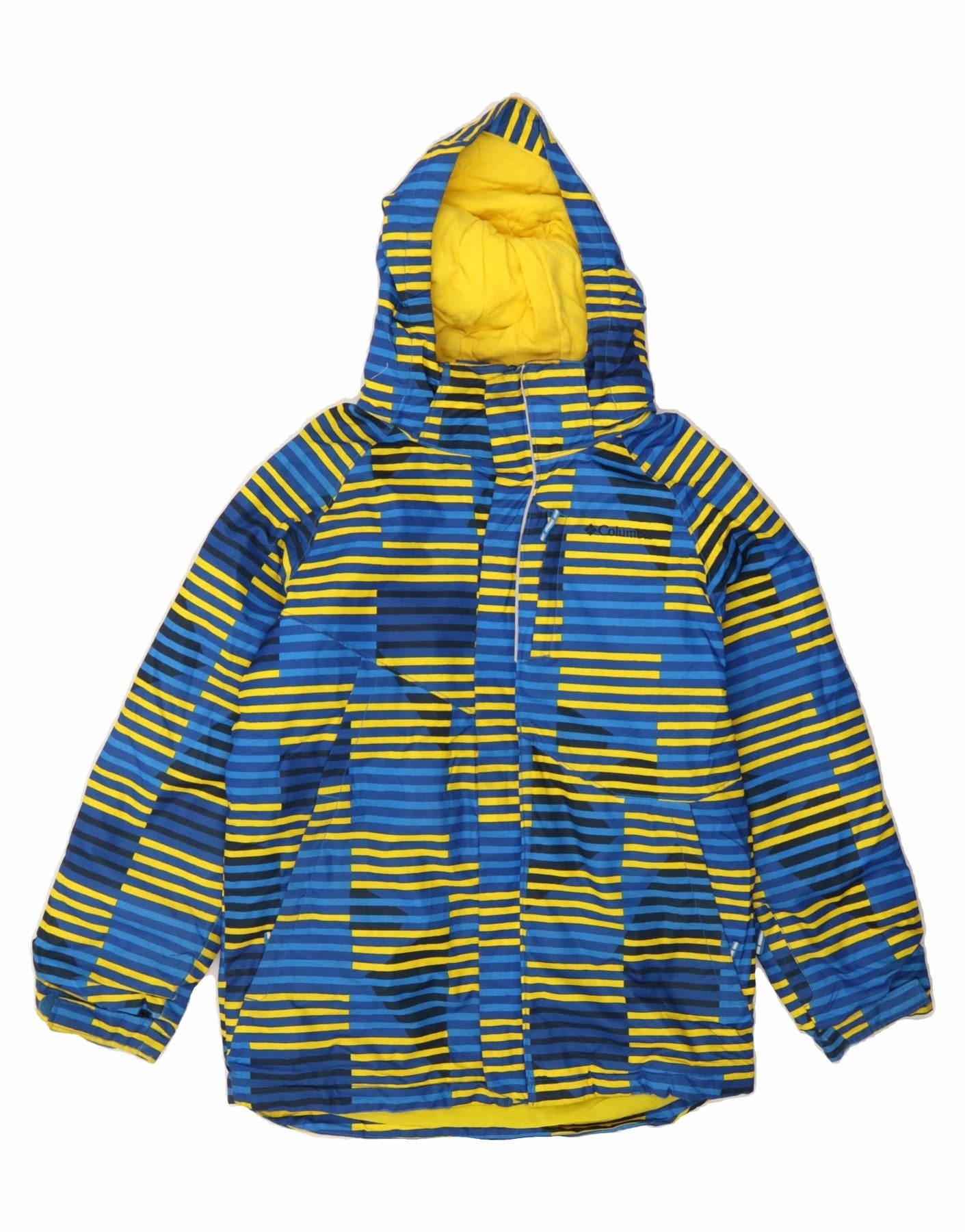 Trail Layer COLUMBIA Boys Omni-Heat Windbreaker Jacket 14-15 Years Large Blue Striped