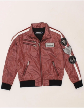 GEOX Boys Graphic Bomber Jacket 7-8 Years Maroon Wind Resistant Design New Year's Eve attire