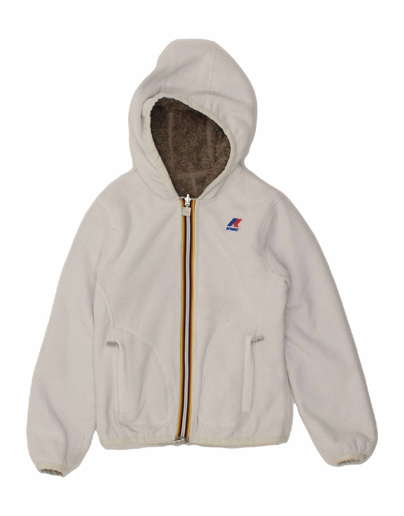 Winter Gear Shelf K-WAY Boys Hooded Fleece Jacket 7-8 Years White