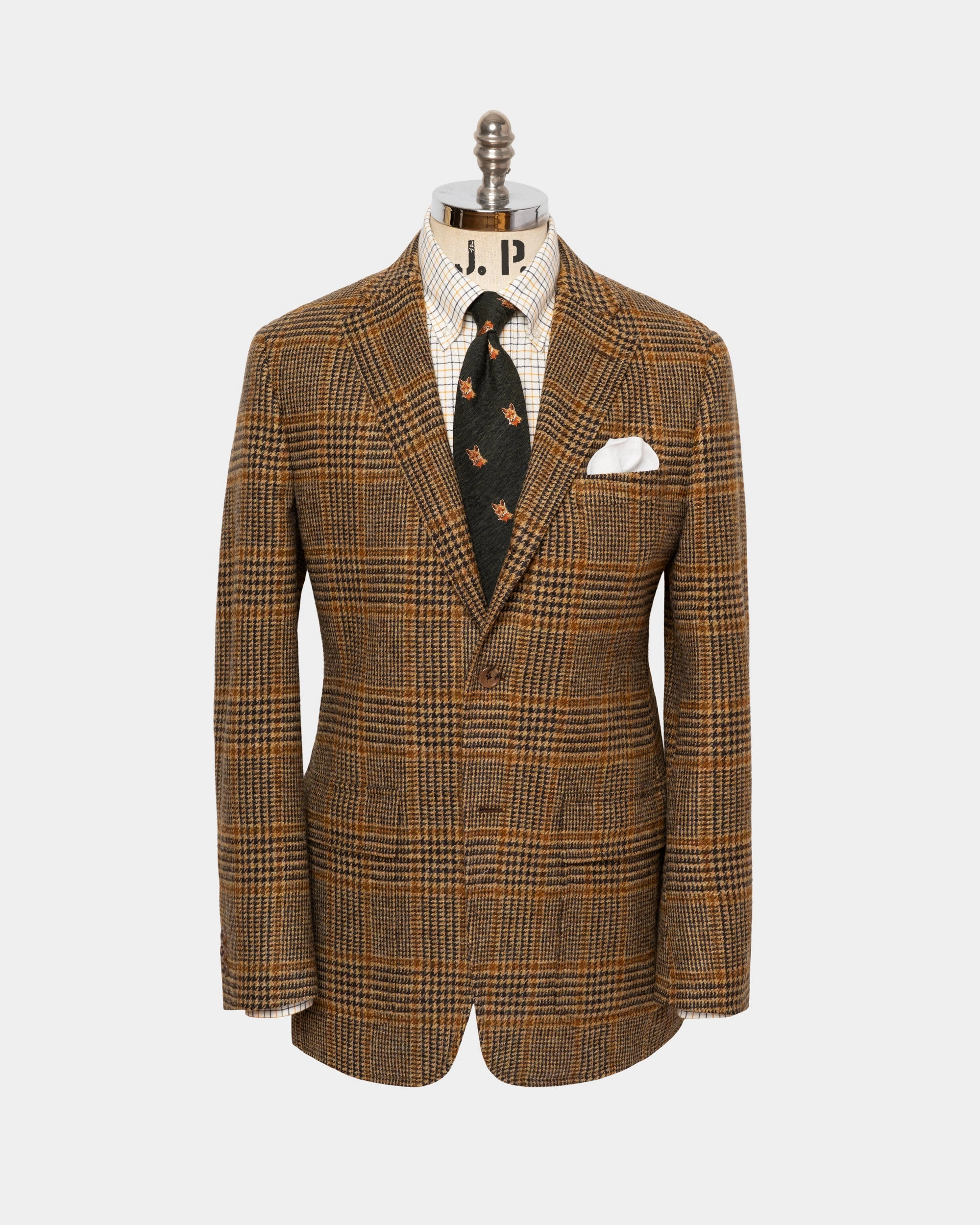 Made-in-USA Brown Prince of Wales Cheviot Tweed Sport Coat Work Wear Chic Tailoring
