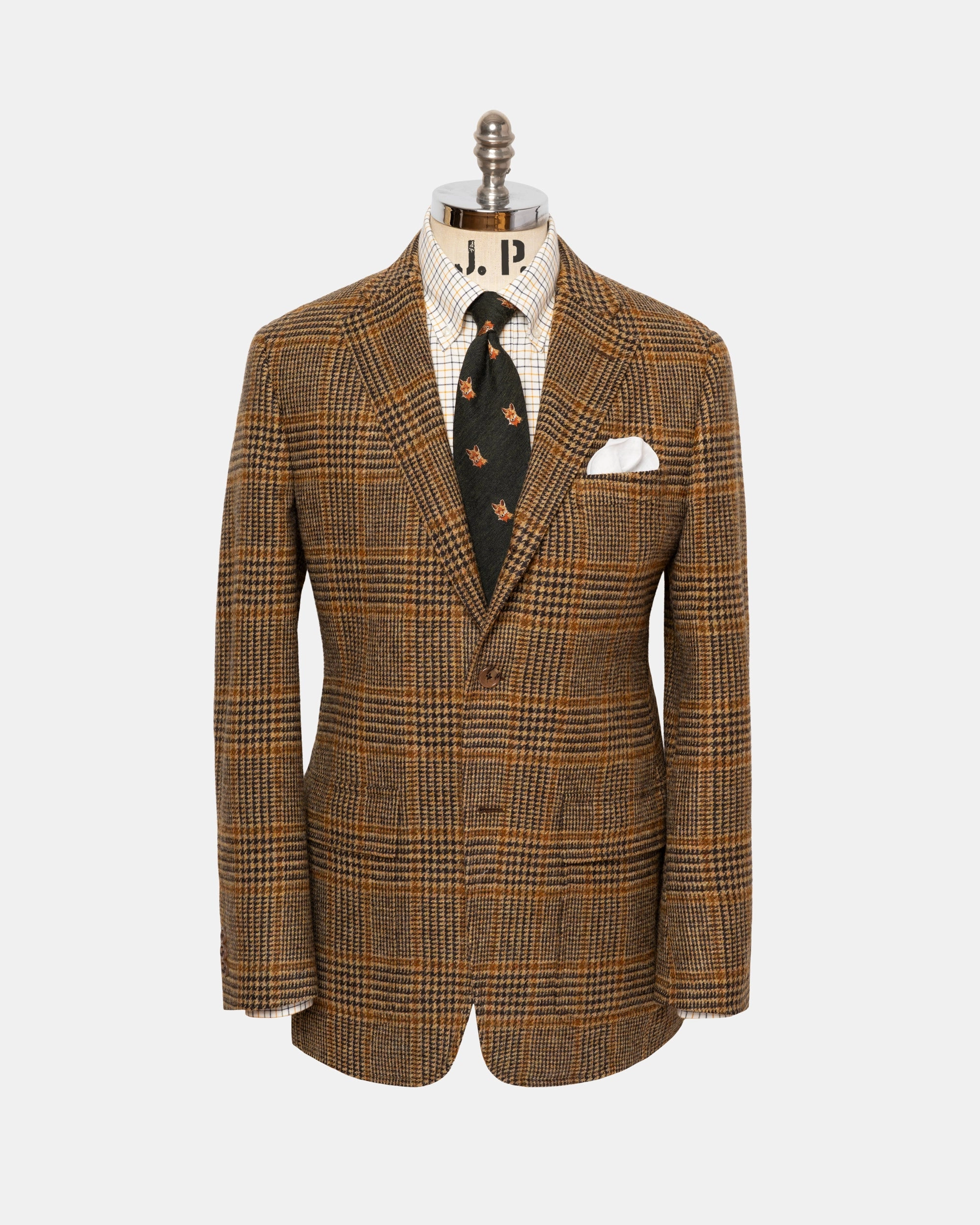 Comfortable Layers Business Wearable Made-in-USA Brown Prince of Wales Cheviot Tweed Sport Coat