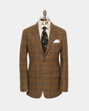 Comfortable Layers Business Wearable Made-in-USA Brown Prince of Wales Cheviot Tweed Sport Coat