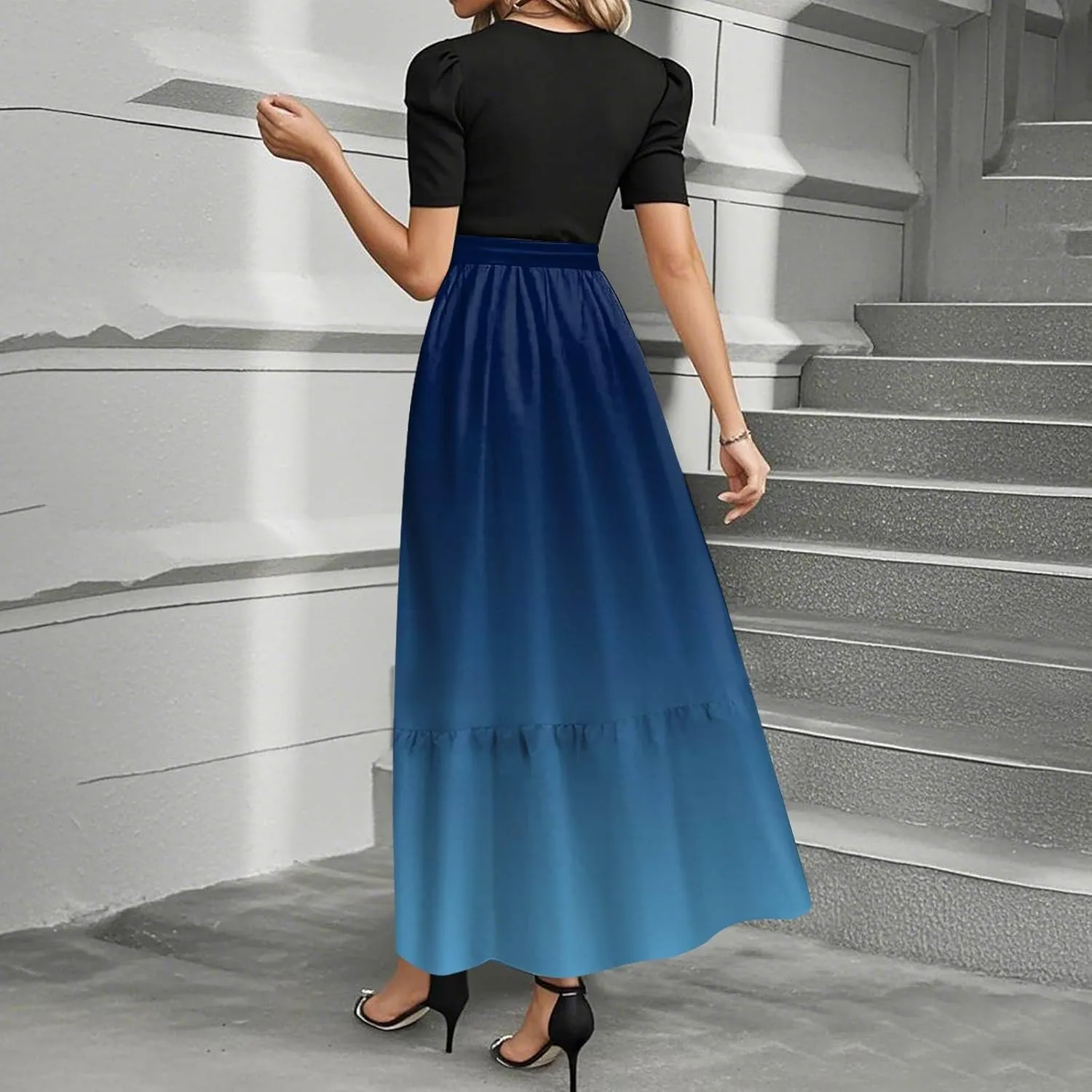 Modest Dresses for Women 2025 Puff Short Sleeve Floral Summer Church Sundress Retro Wedding Guest Dress with Belt