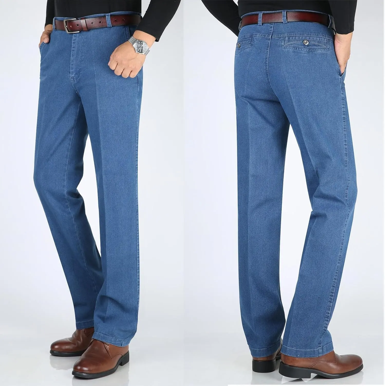 Modezier Jeans for Men, Jettjeans3 - Men's Classic Straight Fit Stretch Jeans, Jett Jeans for Men, Soft Flexible Casual Jeans