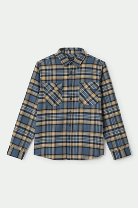 All-Ages Fit Effortless Style Bowery L/S Flannel - Azure Blue/Washed Navy/Sand