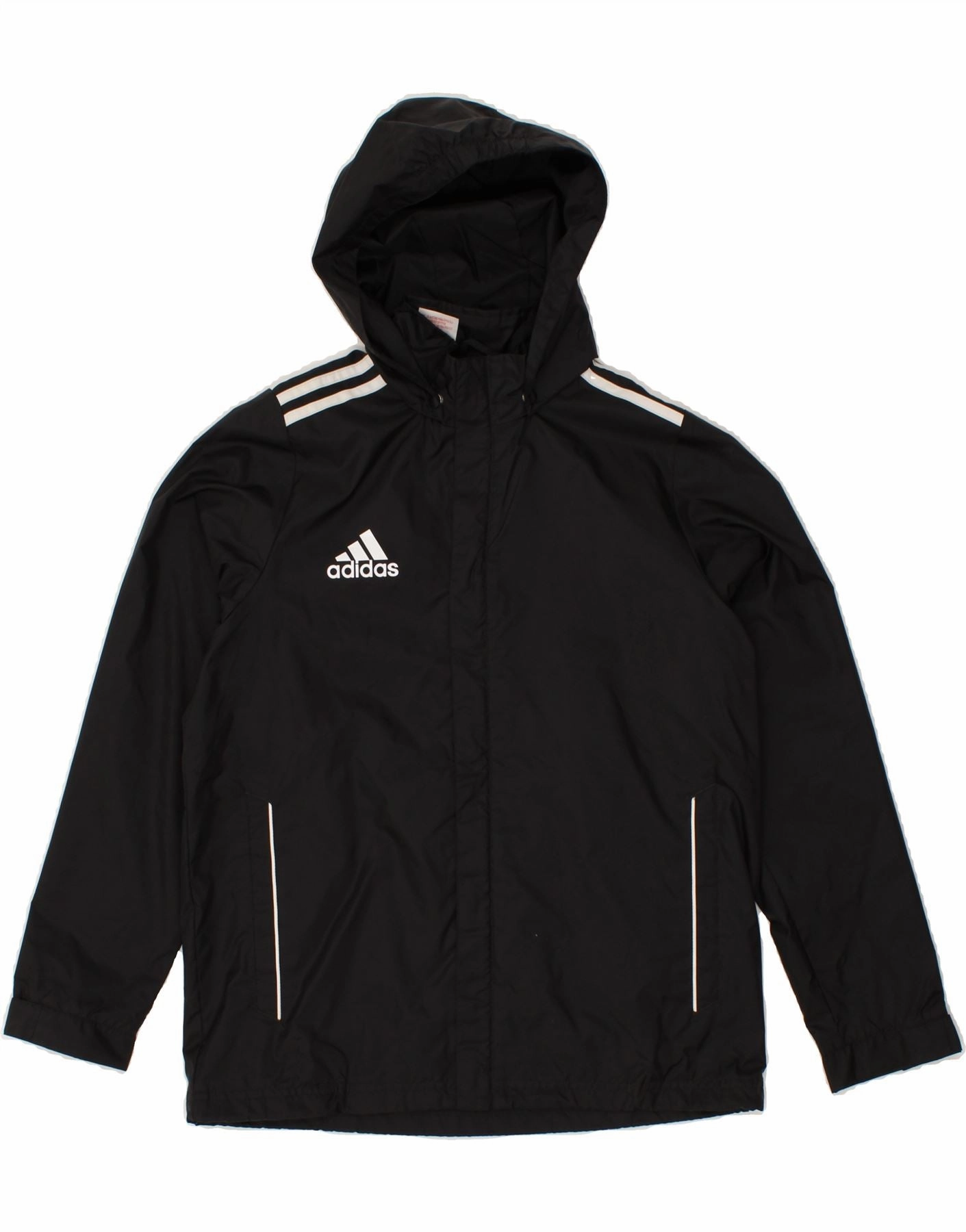 single layer Universal Size Adaptation ADIDAS Boys Graphic Hooded Rain Jacket 13-14 Years Black Polyamide