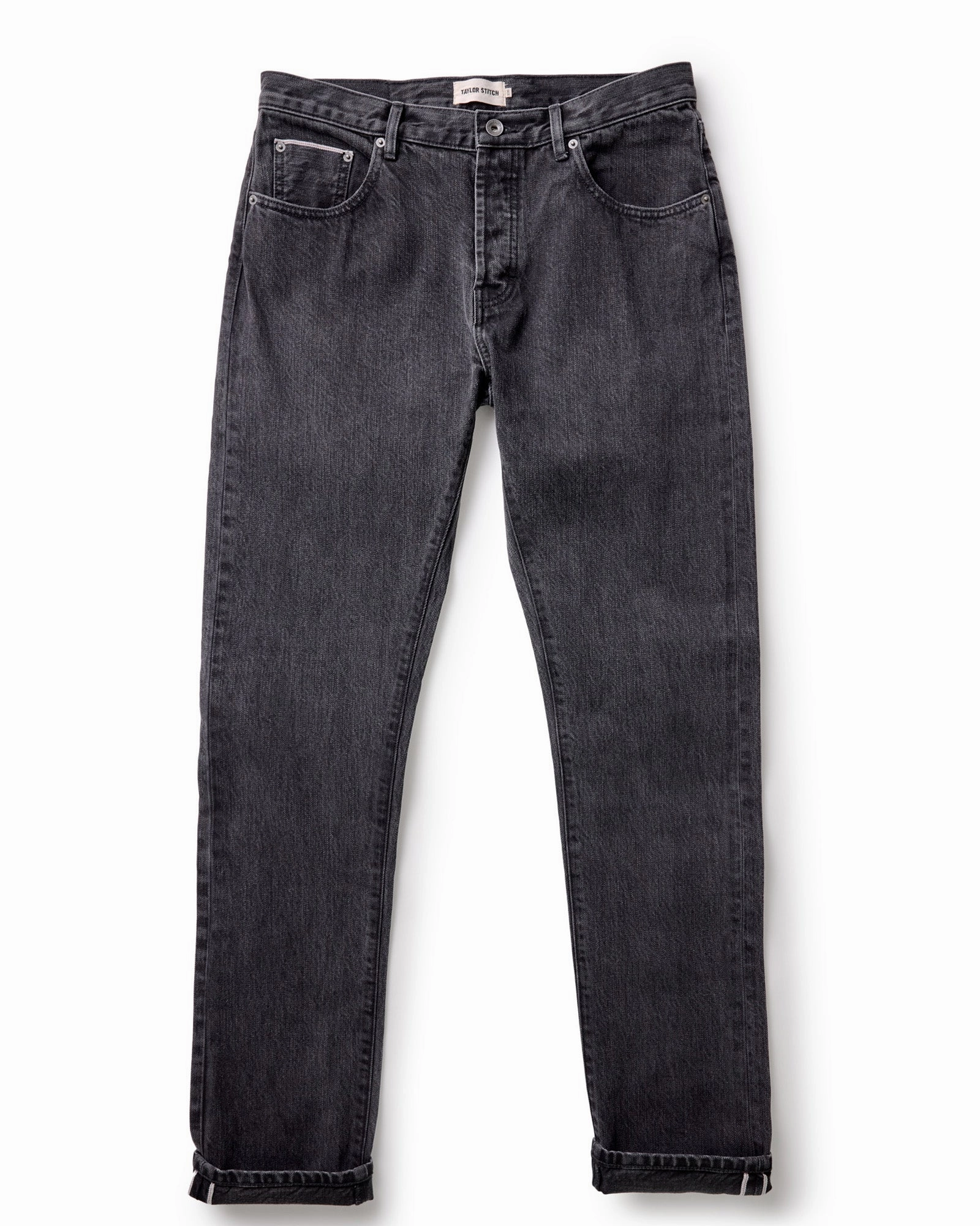 Smooth Texture The Slim Jean in Washed Black Organic Slub Selvedge