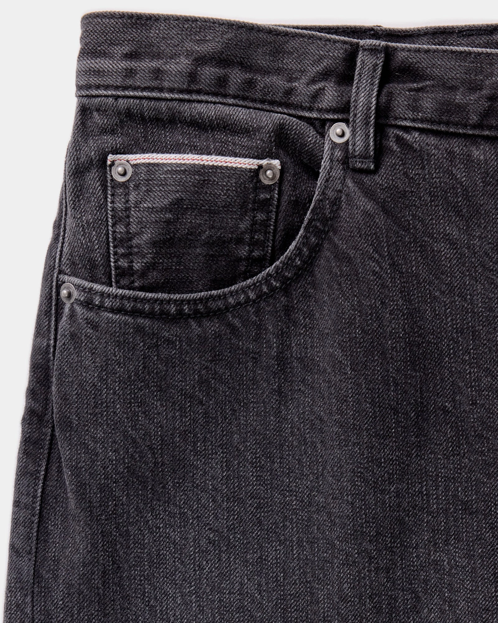 No Ride Up WaterRepellent The Slim Jean in Washed Black Organic Slub Selvedge