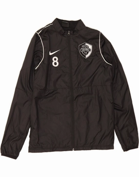 NIKE Boys Graphic Rain Jacket 13-14 Years XL Black Polyester city break Checked