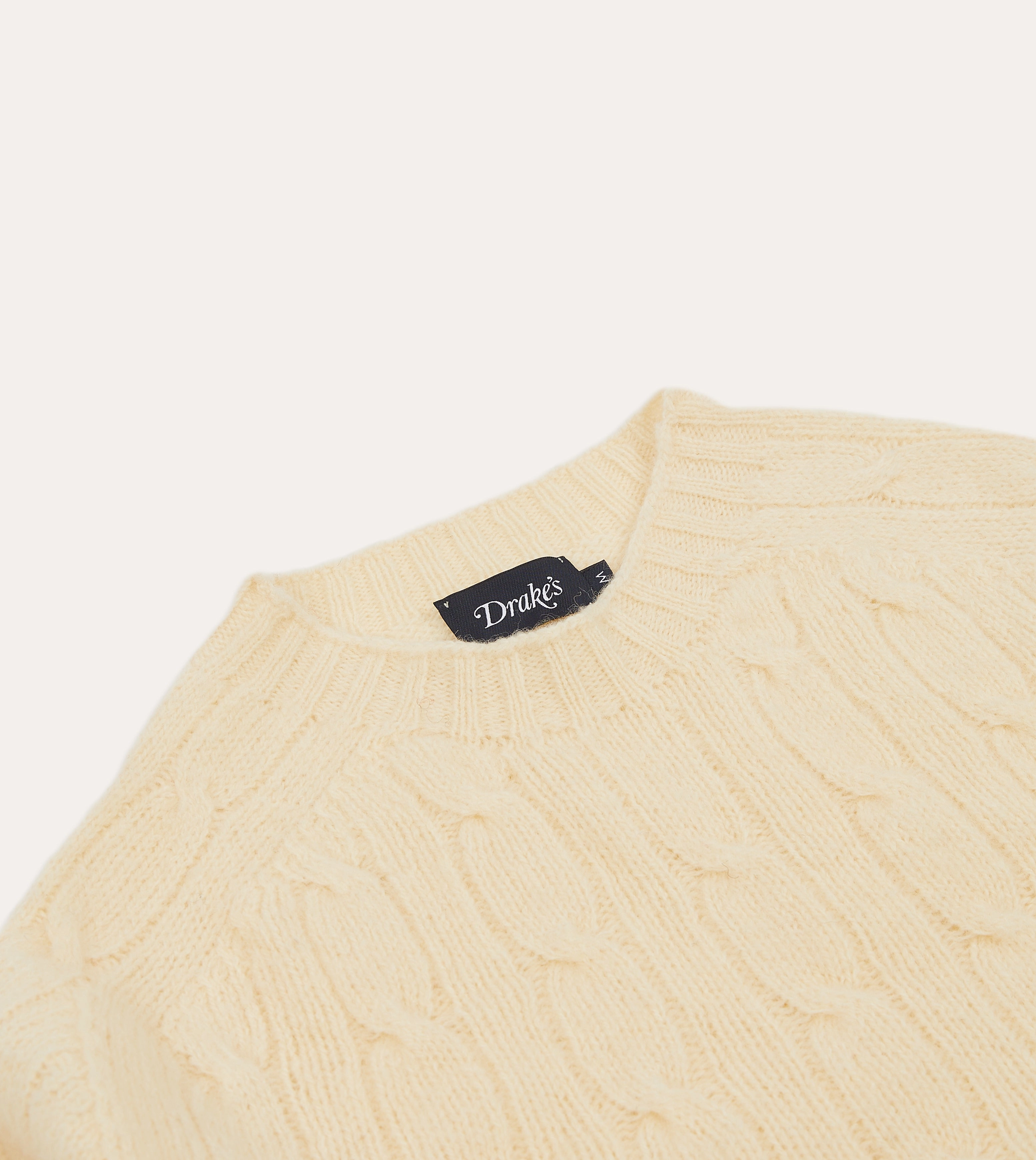 Cozy Comfort Weekend Vibes Ecru Brushed Shetland Cable Knit Crew Neck Jumper