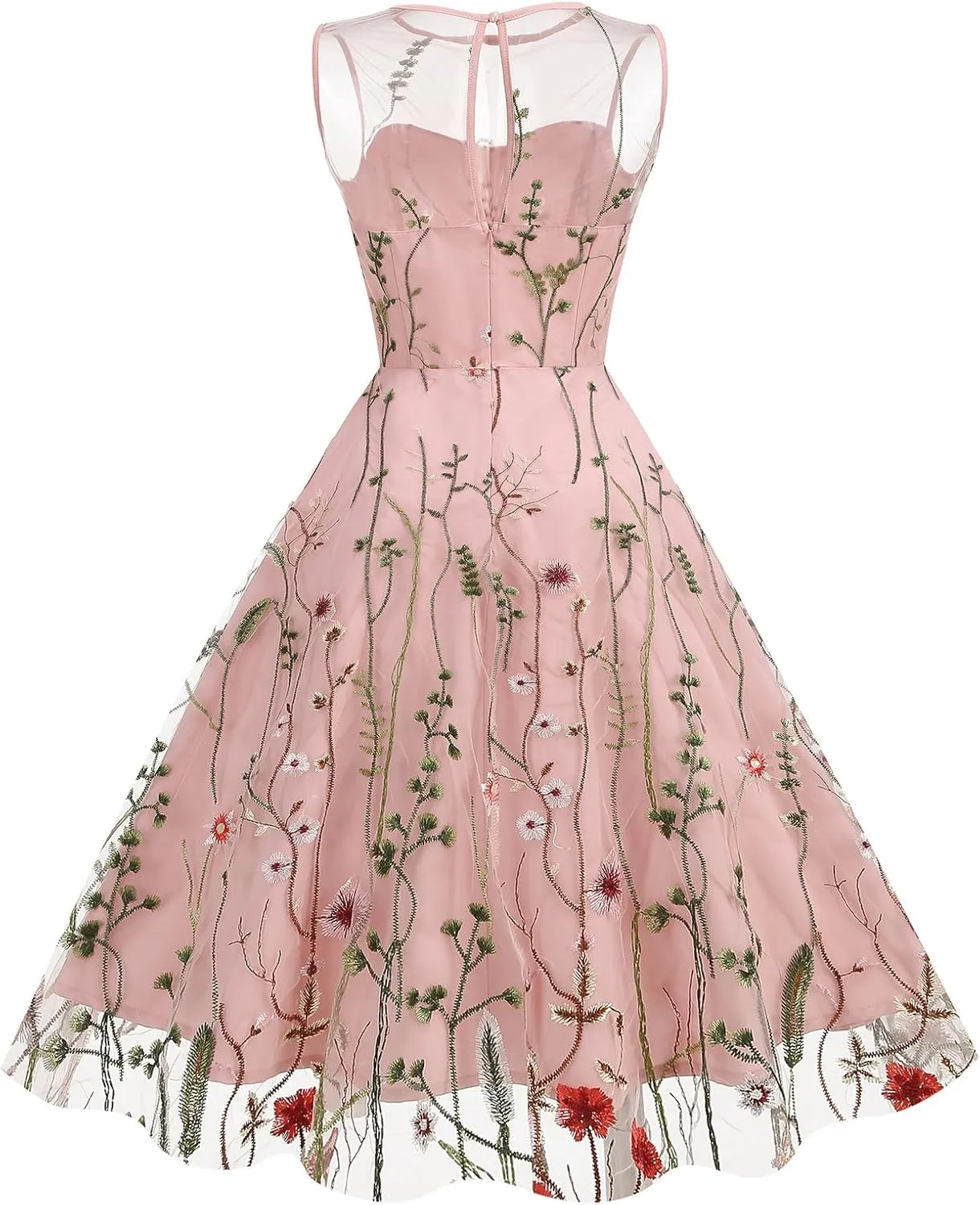 Mommy and Me Matching Floral Dresses Mom and Daughter Mesh Flower Embroidered Dress Women Girls Summer Tulle Embroidery Dress
