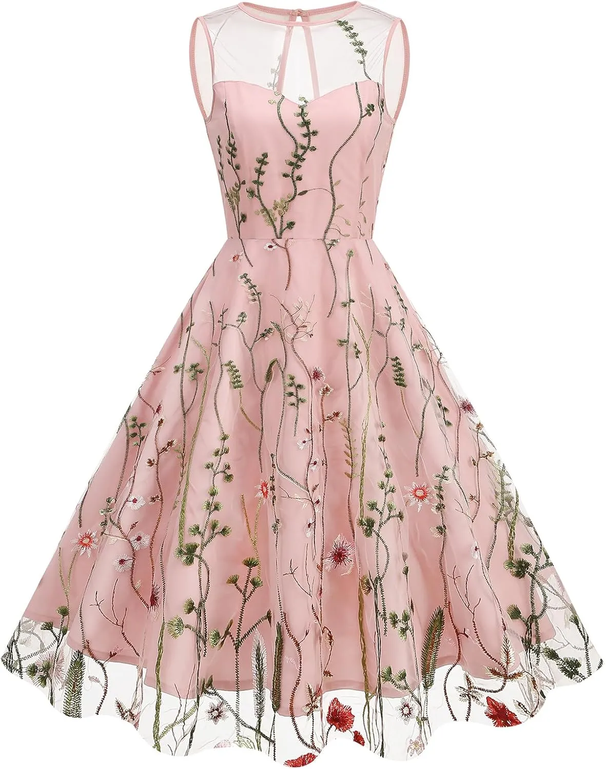 Mommy and Me Matching Floral Dresses Mom and Daughter Mesh Flower Embroidered Dress Women Girls Summer Tulle Embroidery Dress
