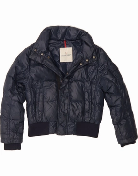 MONCLER Boys Graphic Padded Jacket 7-8 Years Navy Blue Polyamide Casual Comfort