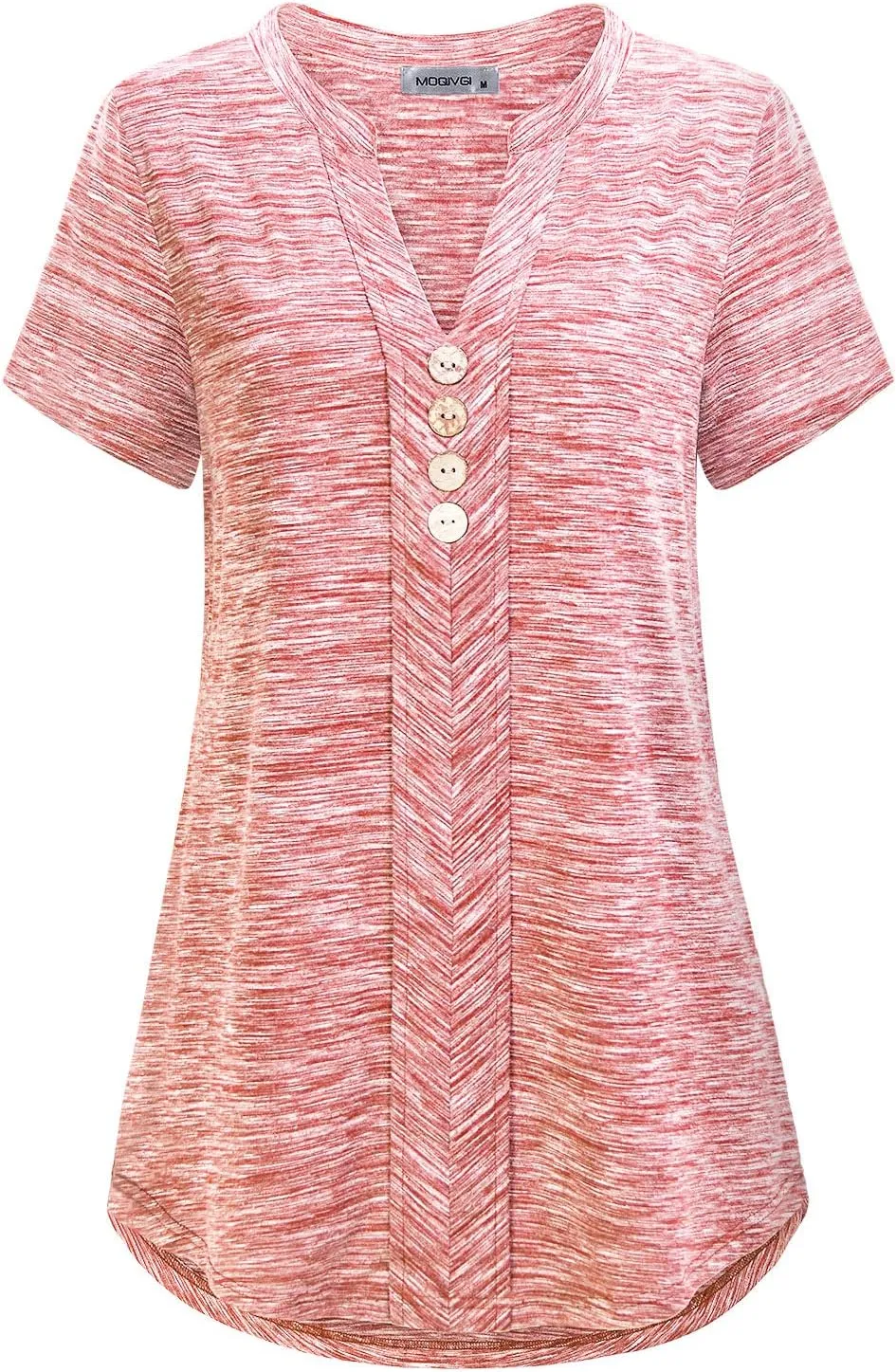 MOQIVGI Womens Notch Neck Short Sleeve Plaid Shirts Checkered Blouse Tops
