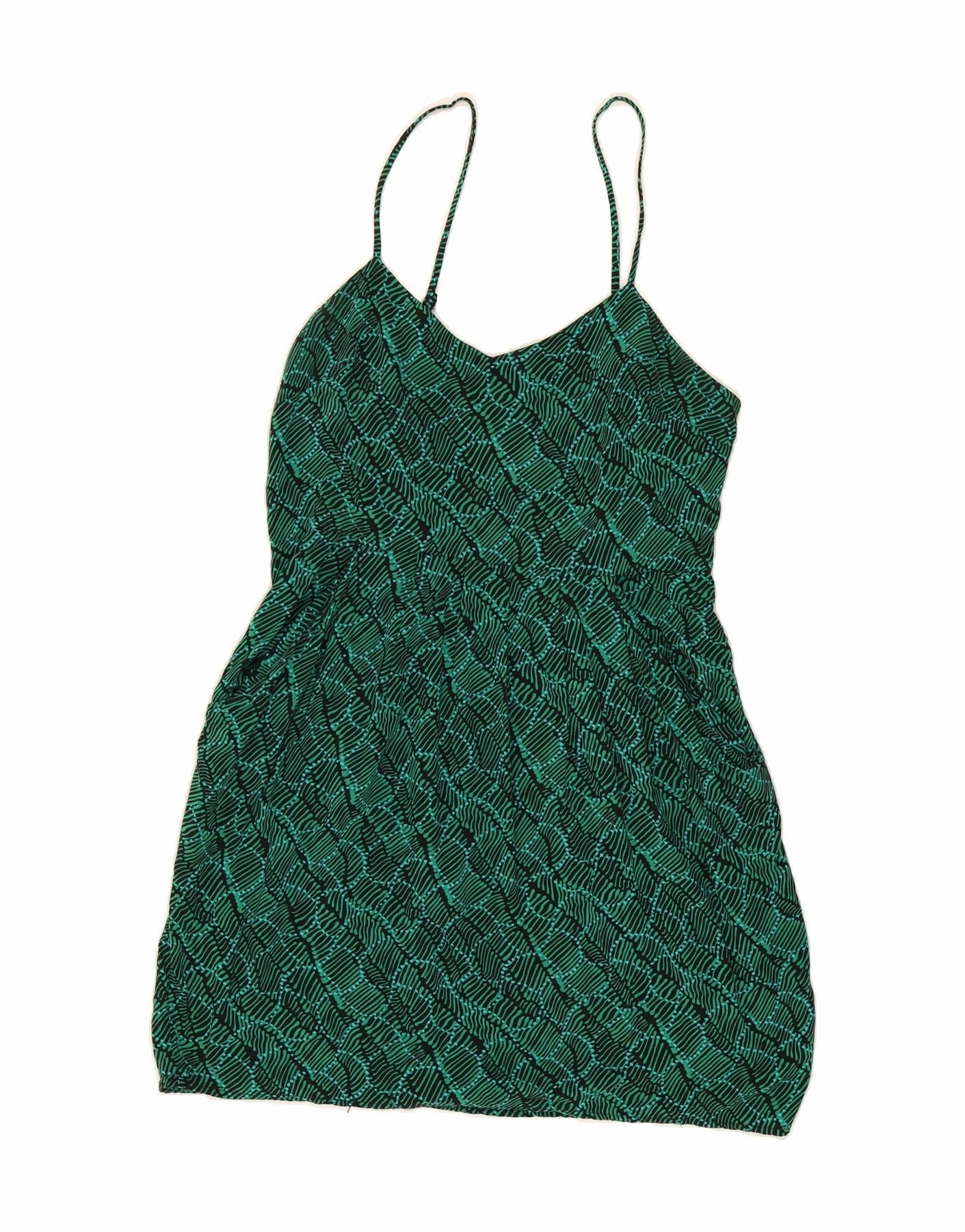 MOSSIMO Girls Abstract Pattern Slip Dress 15-16 Years Green Rayon Comfy Look
