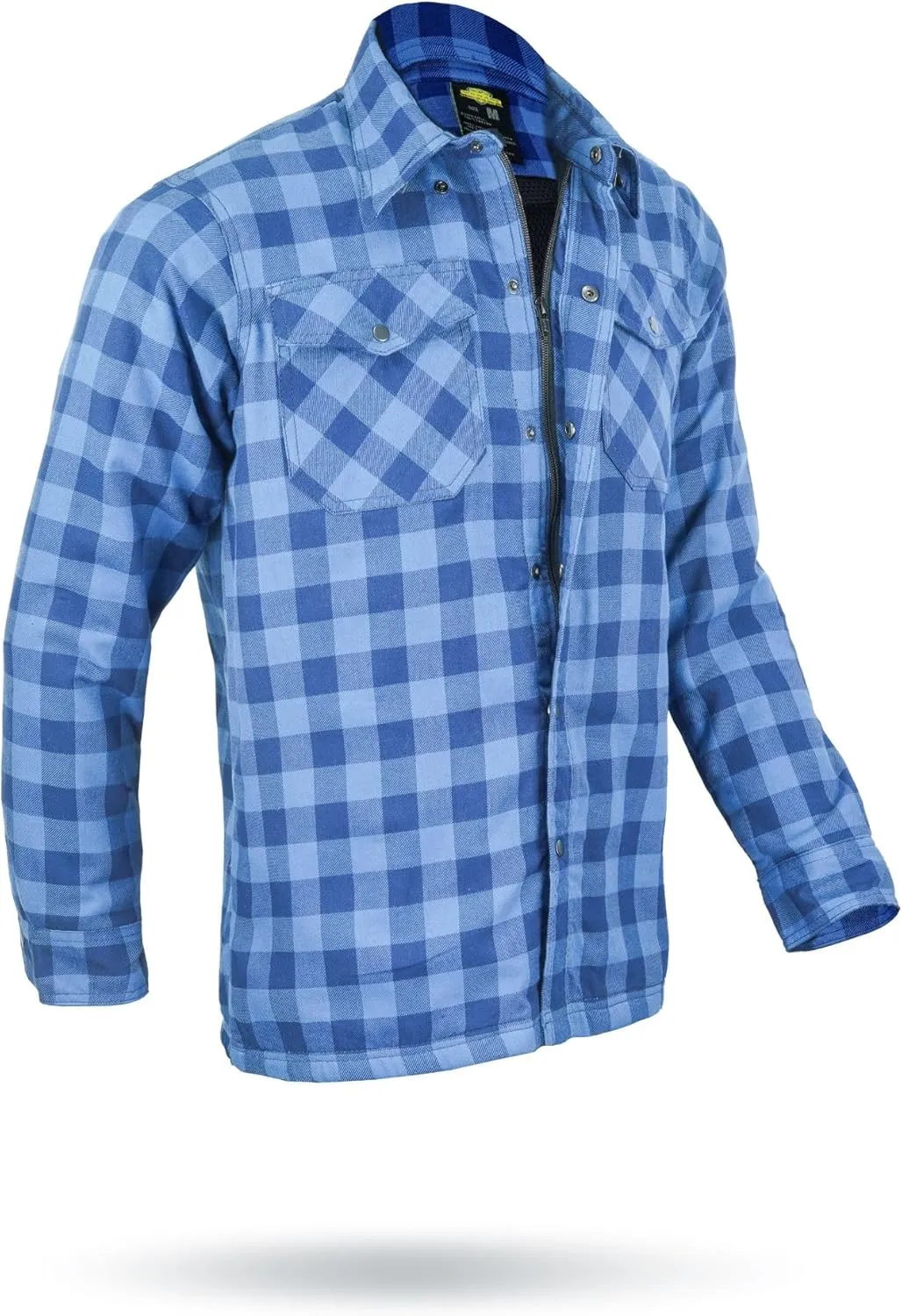 Motorcycle Shirts for Men with Protective Armor, Reinforced with Aramid Fiber (Checkered Flannel & Twill Fabric)