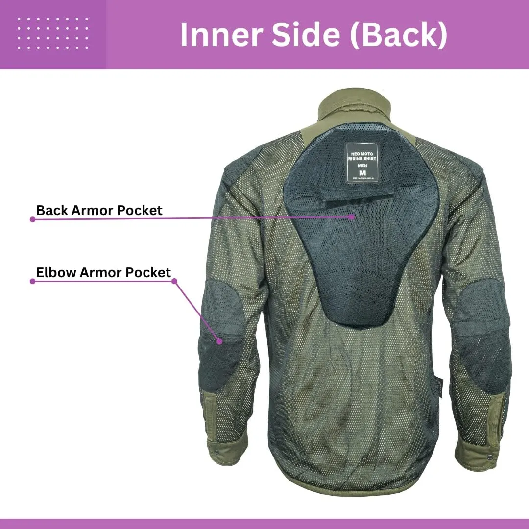 Motorcycle Shirts for Men with Protective Armor, Reinforced with Aramid Fiber (Checkered Flannel & Twill Fabric)