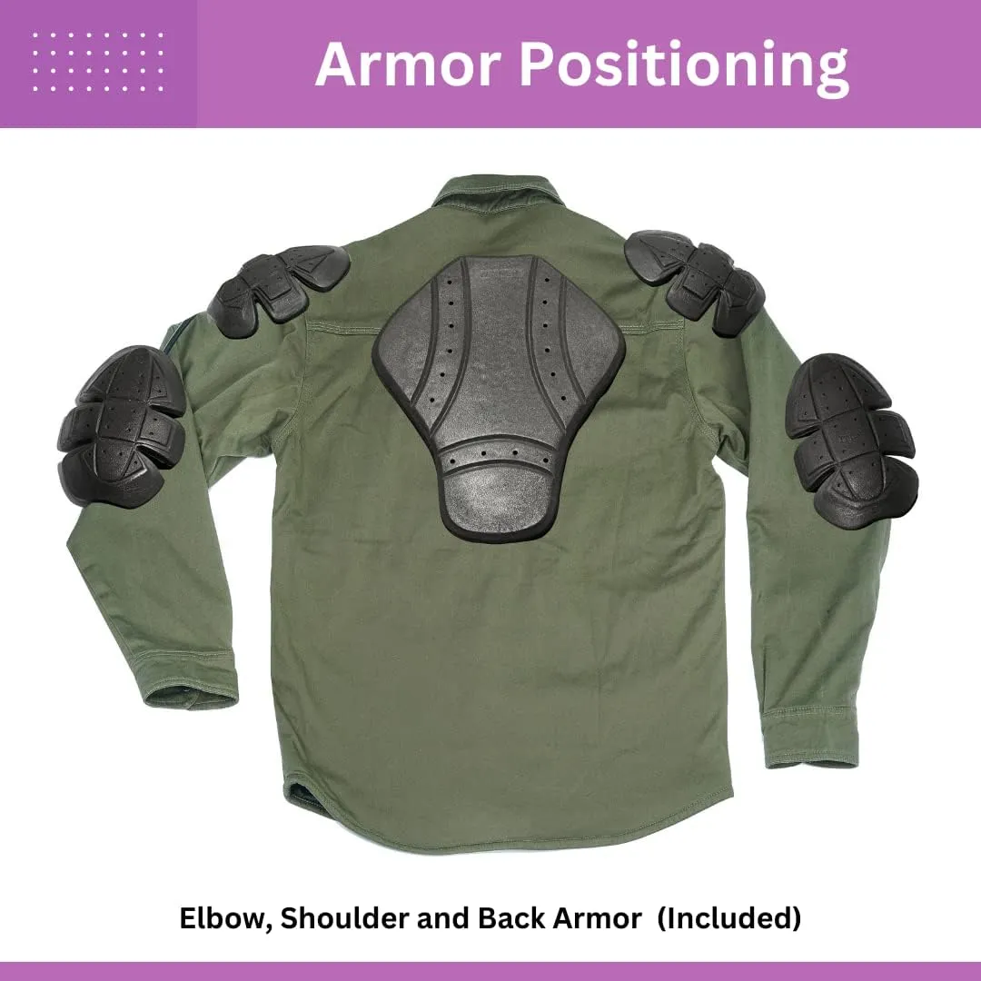 Motorcycle Shirts for Men with Protective Armor, Reinforced with Aramid Fiber (Checkered Flannel & Twill Fabric)