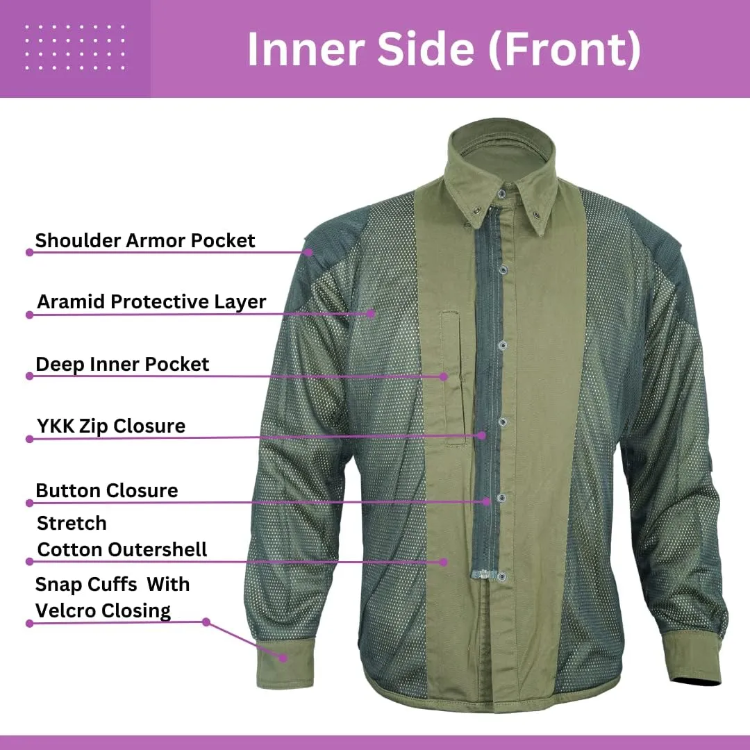 Motorcycle Shirts for Men with Protective Armor, Reinforced with Aramid Fiber (Checkered Flannel & Twill Fabric)