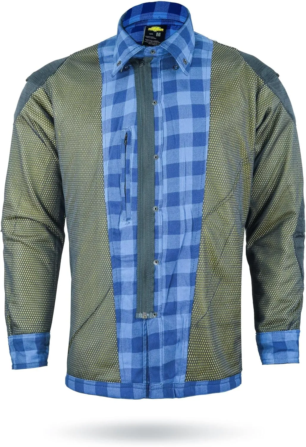 Motorcycle Shirts for Men with Protective Armor, Reinforced with Aramid Fiber (Checkered Flannel & Twill Fabric)