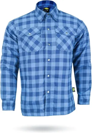 Motorcycle Shirts for Men with Protective Armor, Reinforced with Aramid Fiber (Checkered Flannel & Twill Fabric)