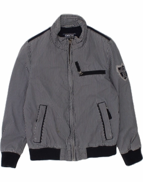 GEOX RESPIRA Boys Bomber Jacket 5-6 Years Navy Blue Pinstripe Cotton Smell