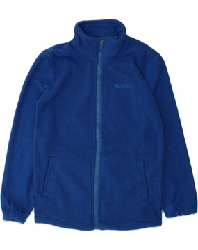 MOUNTAIN WAREHOUSE Boys Fleece Jacket 9-10 Years Blue Polyester Grid Backlined Interior