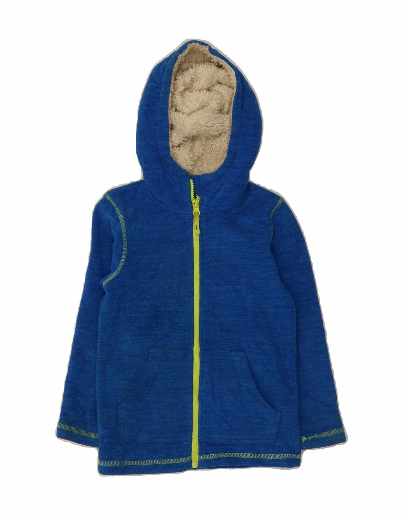 MOUNTAIN WAREHOUSE Boys Hooded Fleece Jacket 5-6 Years Blue Polyester Odor Control Treatment Rain Safe