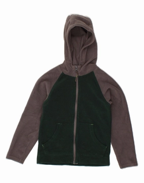MOUNTAIN WAREHOUSE Boys Hooded Fleece Jacket 5-6 Years Green Colourblock Trail Utility